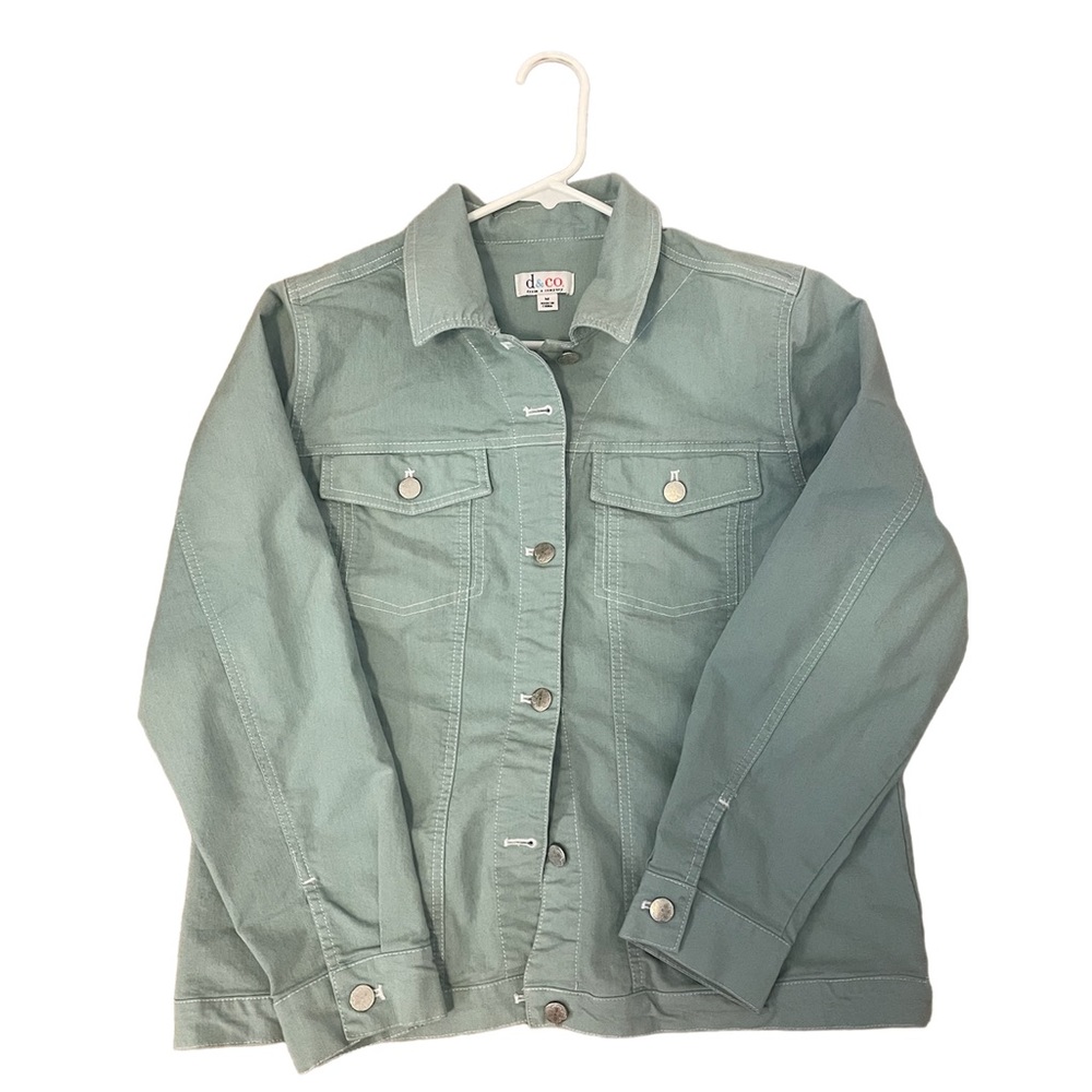 Denim and Co. Mint Jean Jacket Size Medium